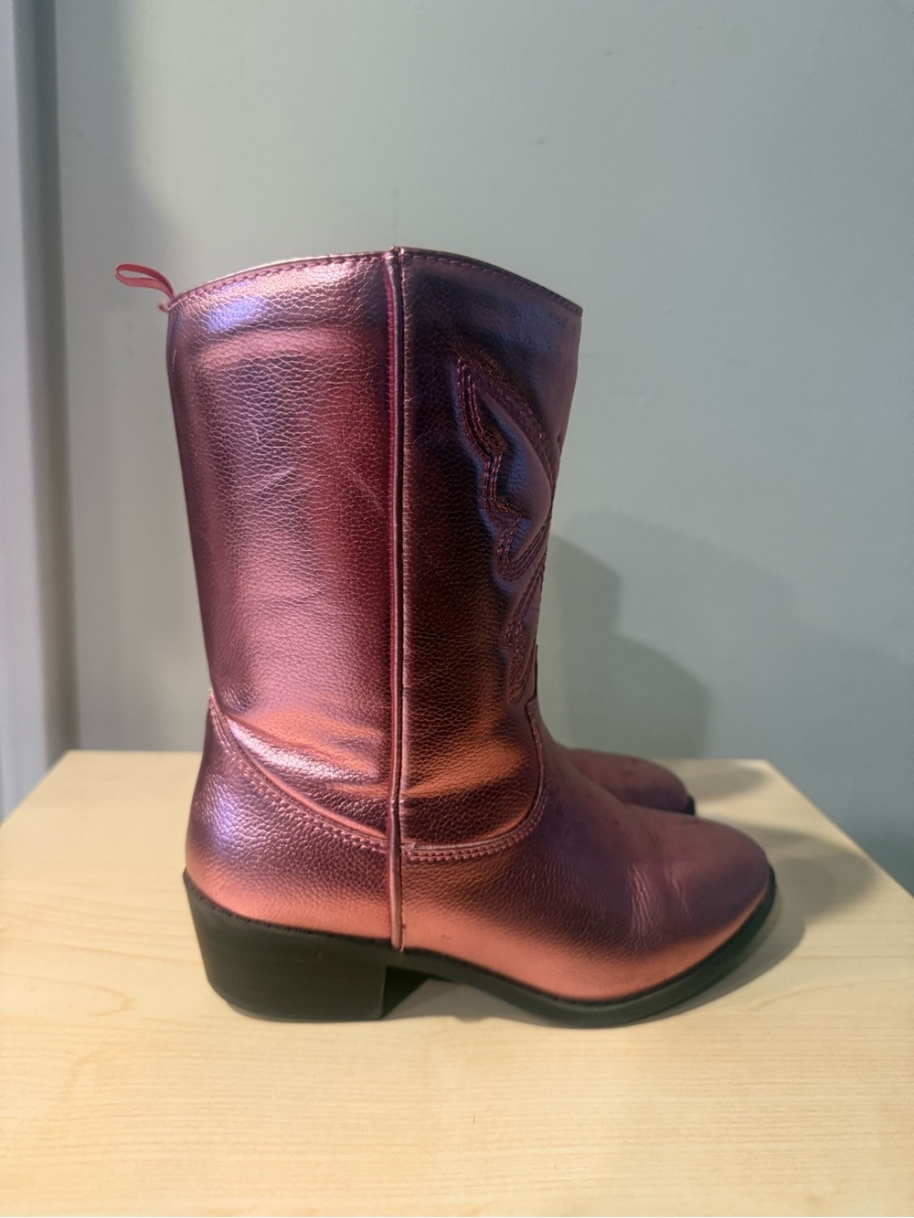 Metallic Pink Cowboy Boots youth 13